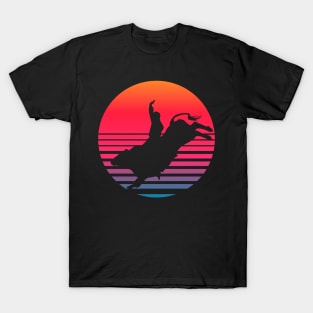 Cowboy Bull Rider retro sunset T-Shirt